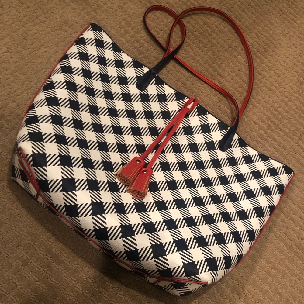 Mud Pie Reversible Tasseled Tote Bag